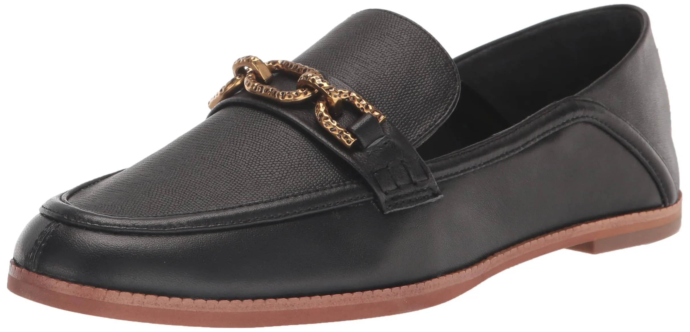 Dolce Vita Women's Reign Loafer Flat, Black Leather, 6.5