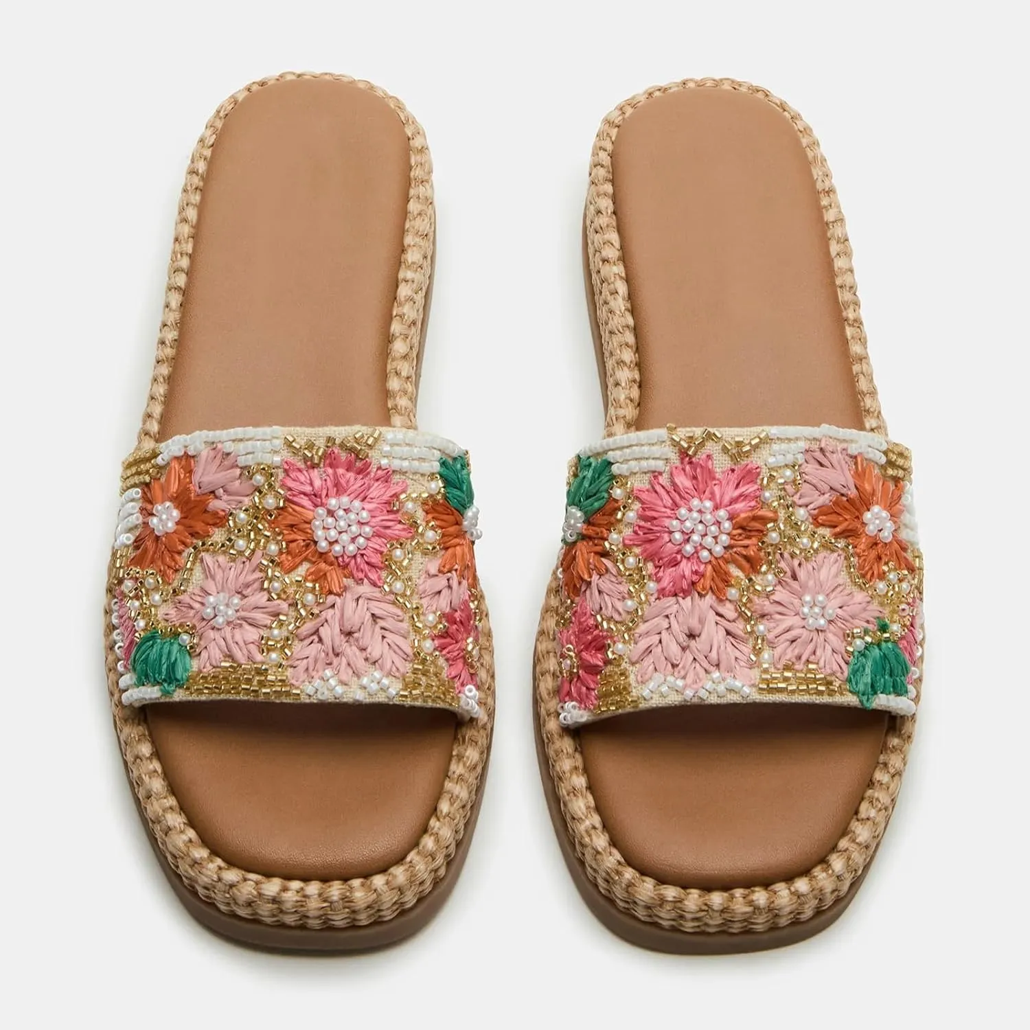 Dsevht Platform Sandals for Women Espadrille Wedges Summer Beach Comfortable Cute Woven Straw Crochet Sandal Shoes