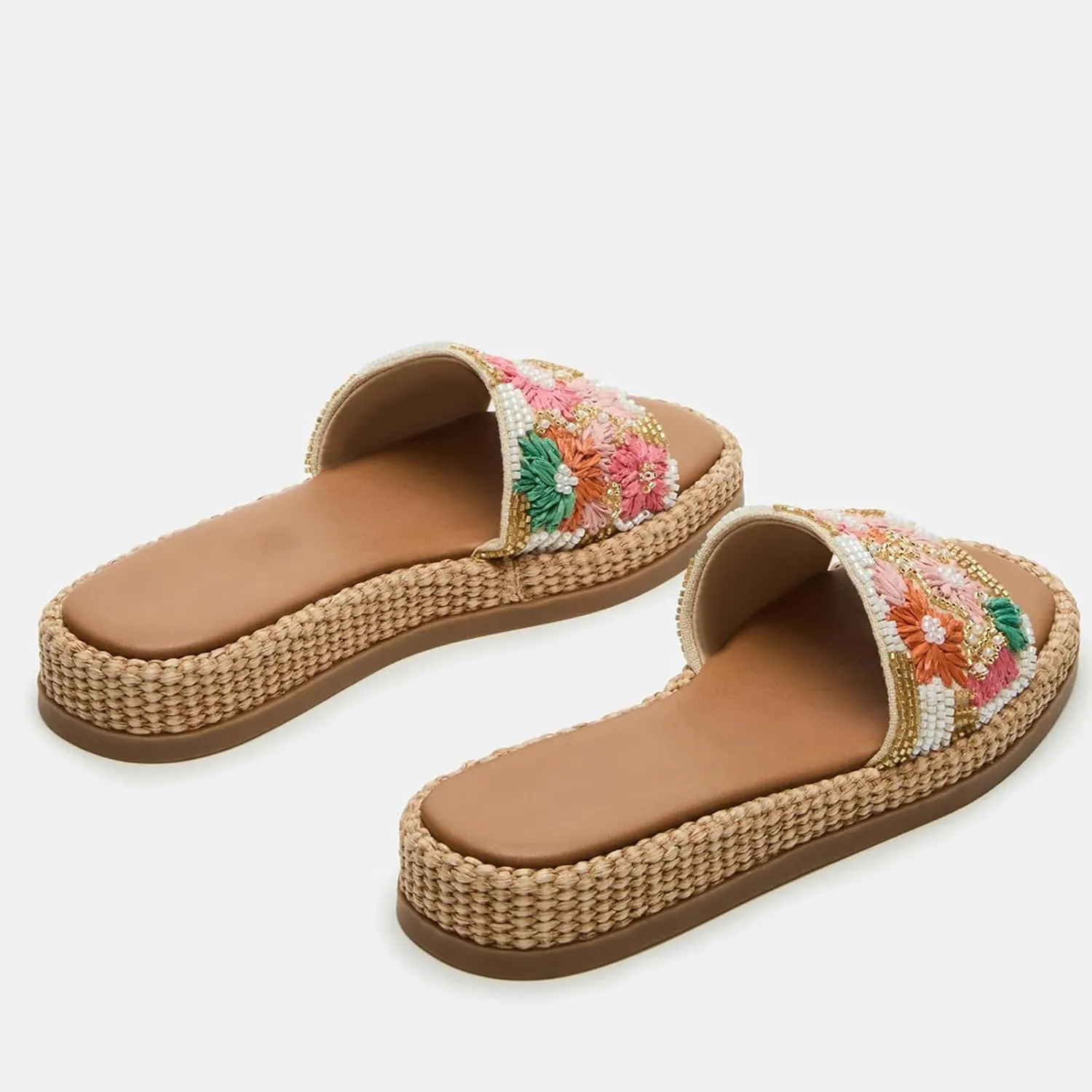 Dsevht Platform Sandals for Women Espadrille Wedges Summer Beach Comfortable Cute Woven Straw Crochet Sandal Shoes