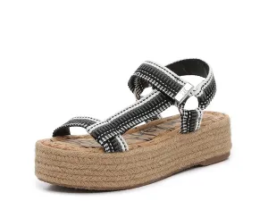 Edelman Big savings event Wedge Sam Platform Sandal Flatform Black Espadrilles State-of-the-art Artica White Woven