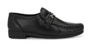 Felix Black Leather Buckle Cushion Loafers