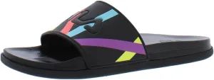 Fila Drifter Lux Stripe Slide Womens Shoes Size 11, Color: Black/Lemon Tonic/Blue Fish
