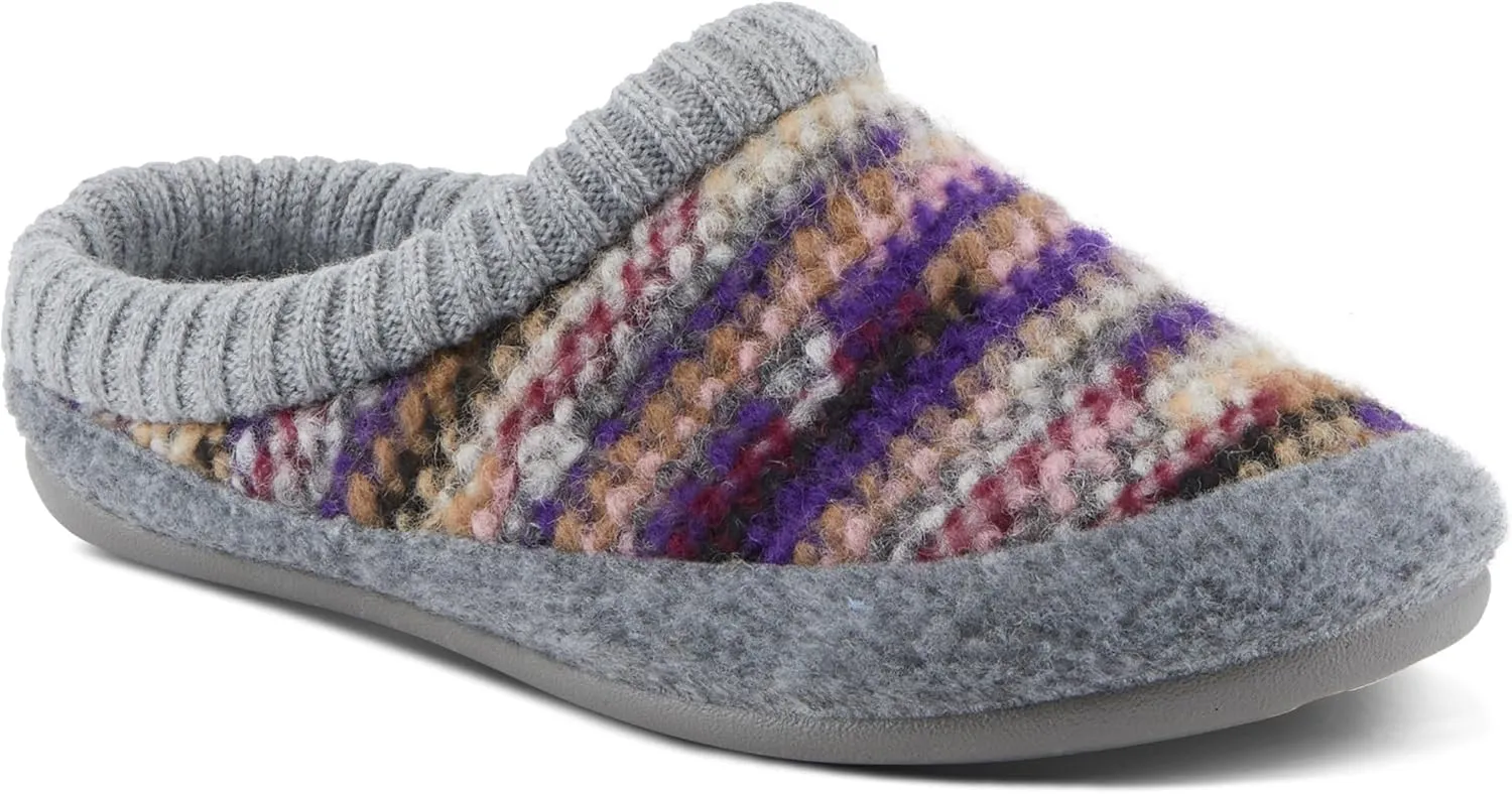 Flexus Women's GELINA Knitted Wool Slides with Recycled Materials, Comfortable Fit, and Rubber Outsole