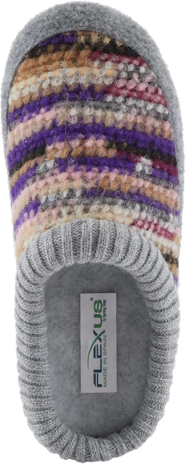 Flexus Women's GELINA Knitted Wool Slides with Recycled Materials, Comfortable Fit, and Rubber Outsole