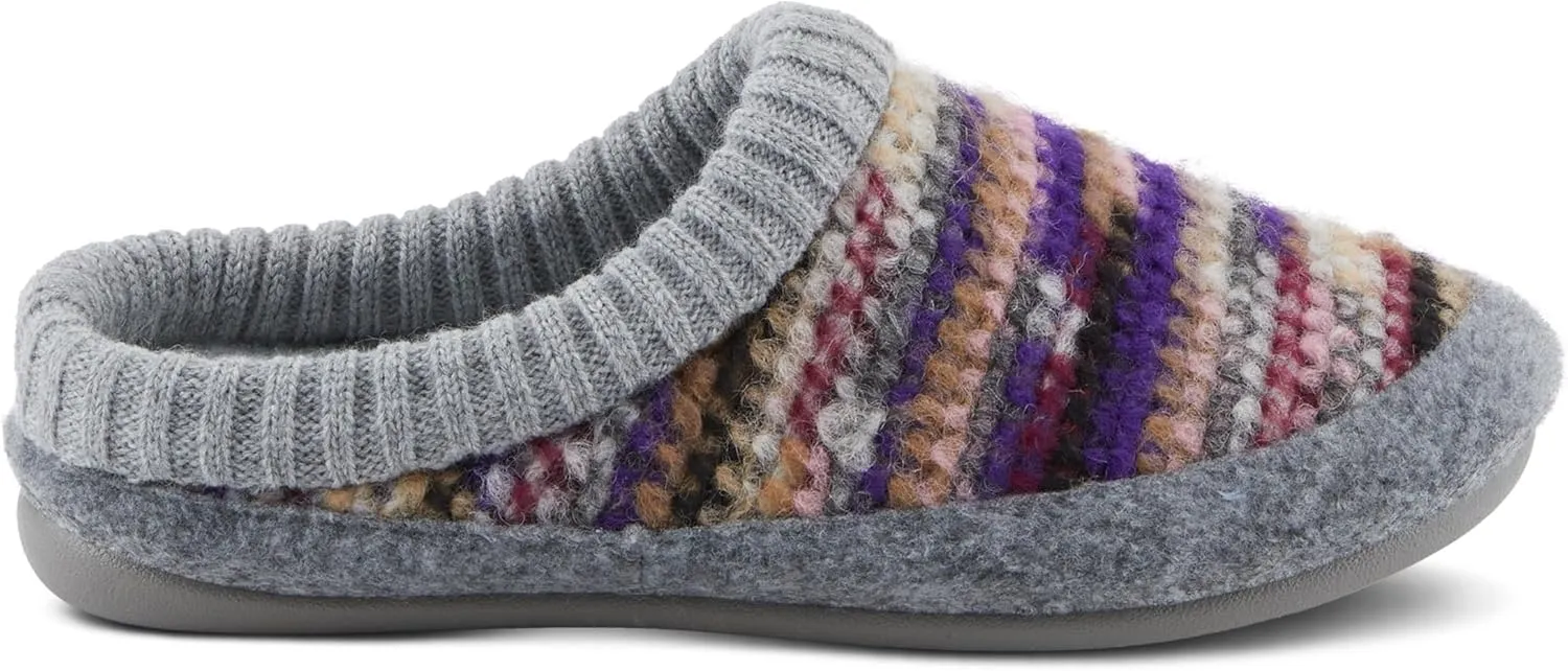 Flexus Women's GELINA Knitted Wool Slides with Recycled Materials, Comfortable Fit, and Rubber Outsole