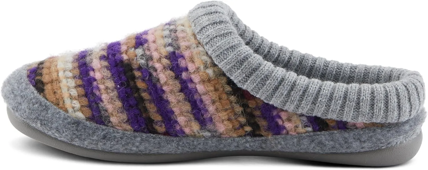 Flexus Women's GELINA Knitted Wool Slides with Recycled Materials, Comfortable Fit, and Rubber Outsole