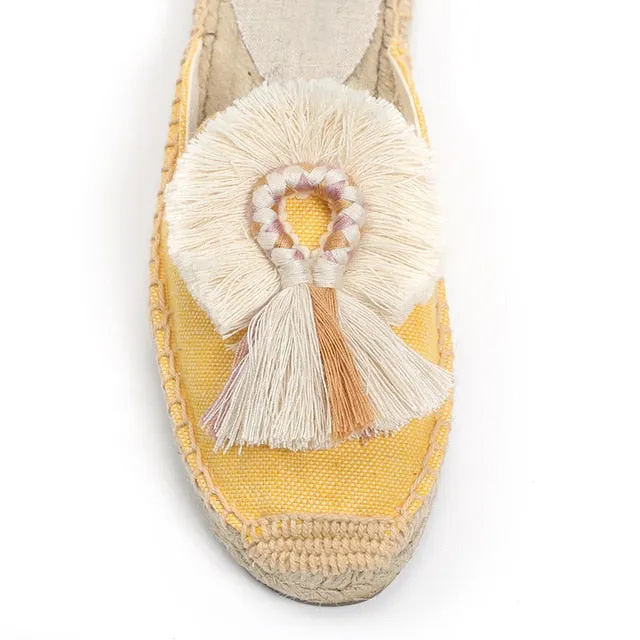 Folk Tassel and Pom Pom Espadrille Slides - 7 Styles