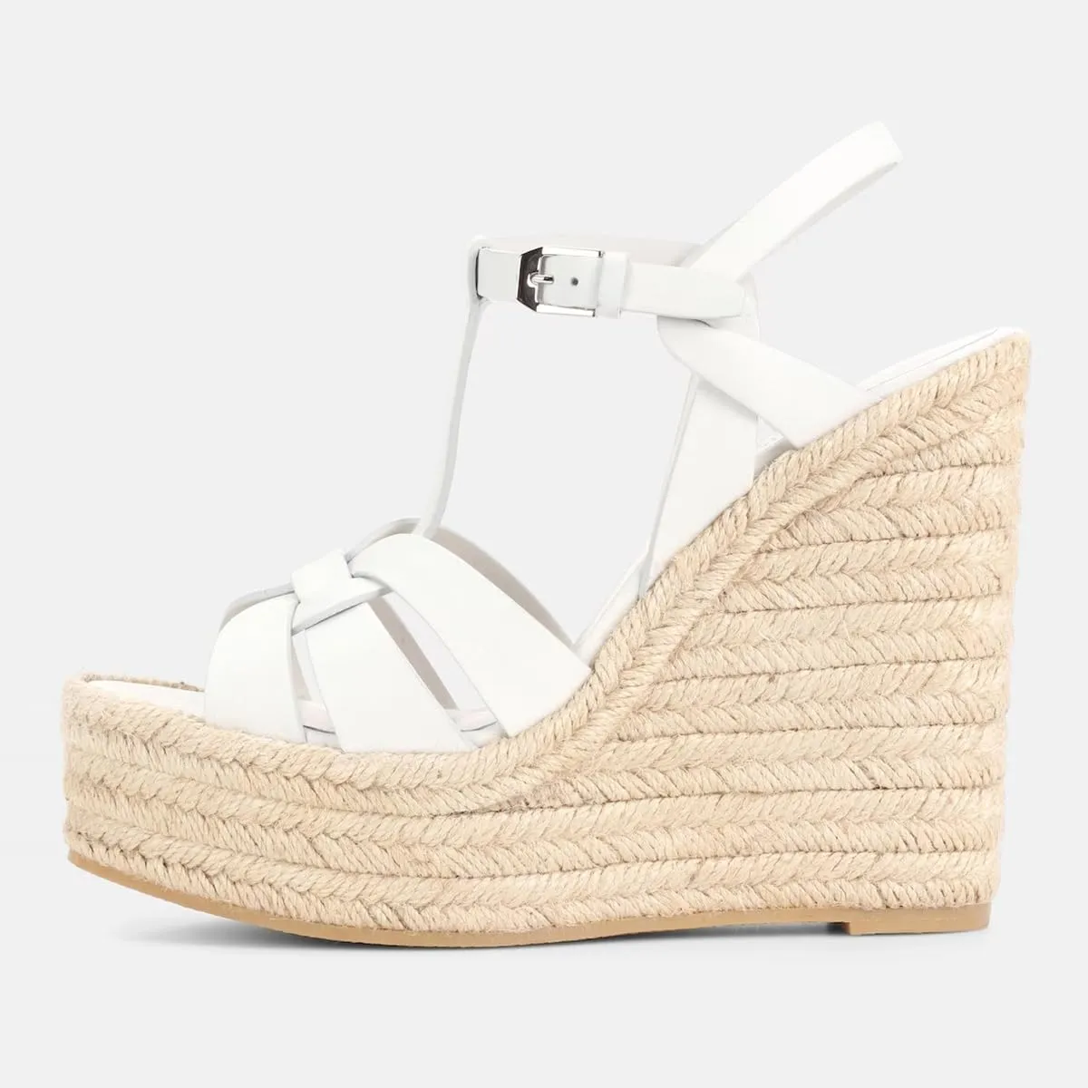 FSJ Women Elegant Open Toe Espadrille Platform Ankle Strap Wedge Sandals Woven Cutout Casual Summer Dress Comfort Shoes Size 4-16 US