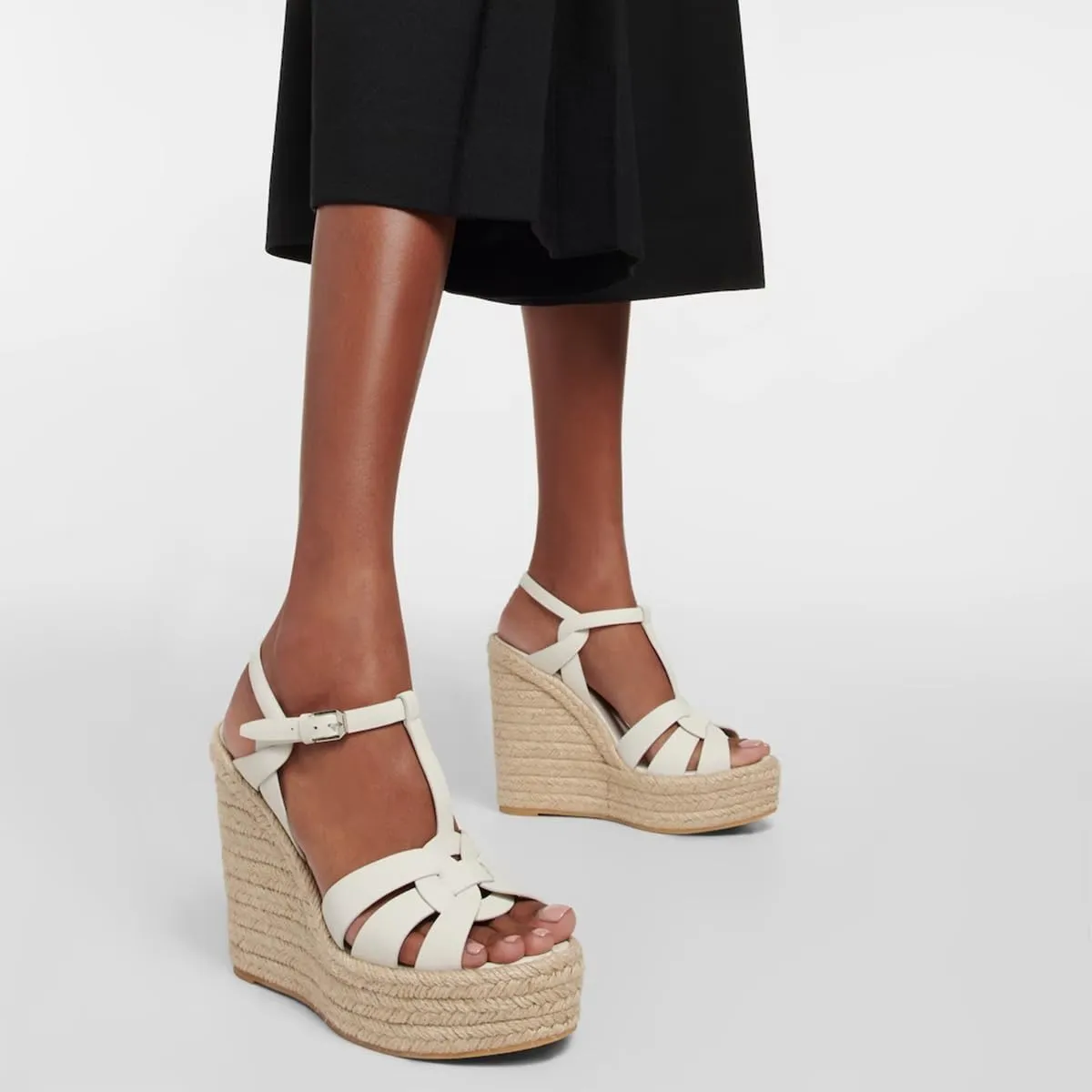 FSJ Women Elegant Open Toe Espadrille Platform Ankle Strap Wedge Sandals Woven Cutout Casual Summer Dress Comfort Shoes Size 4-16 US