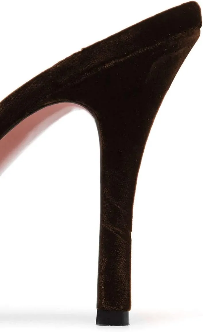 FSJ Women Sexy Rhinestone Slide Mules Pumps Pointed Strappy High Heels Sandals for Party Evening Shoes