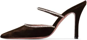 FSJ Women Sexy Rhinestone Slide Mules Pumps Pointed Strappy High Heels Sandals for Party Evening Shoes