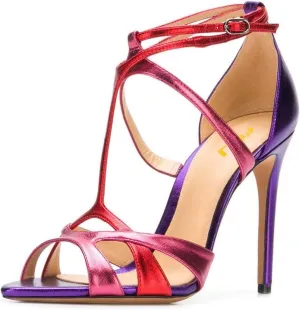 FSJ Women Strappy Pointed Peep Toe Stiletto High Heel T Strap Summer Dress Sandal Ladies Shoes Size 4-15 US