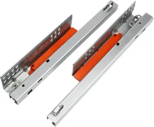 Full Extension Ball Bearing Drawer Glide 1Pair Rebound Press to Release Push Open Under Mount Drawer Slide Rail Runner(18inches 450MM)