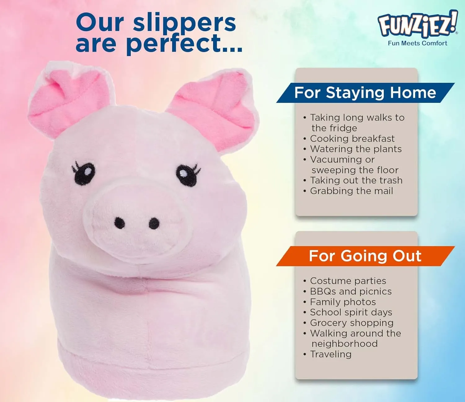 Funziez! Fuzzy Animal Slippers Womens & Mens, Funny Indoor House Shoes, Cute Stocking Stuffer Gift Holiday Christmas Hanukkah