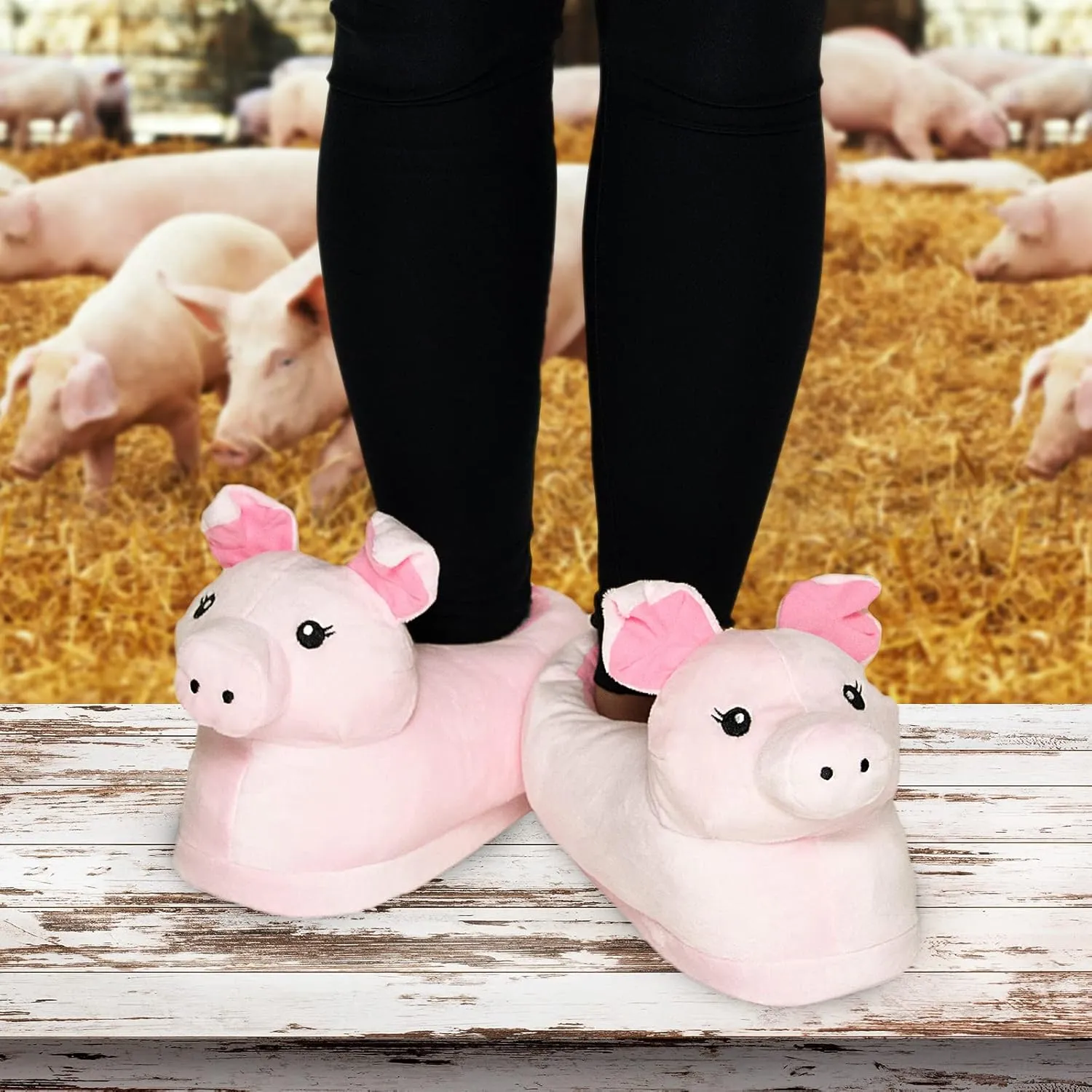 Funziez! Fuzzy Animal Slippers Womens & Mens, Funny Indoor House Shoes, Cute Stocking Stuffer Gift Holiday Christmas Hanukkah
