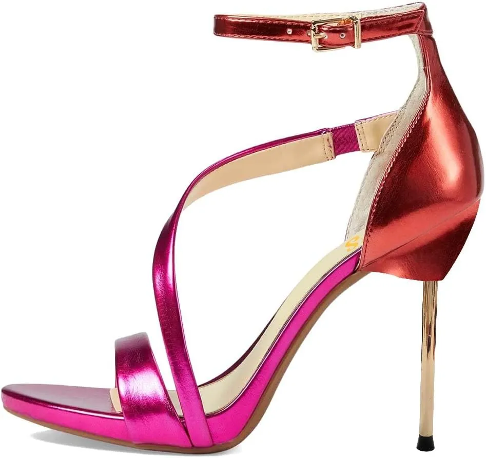 FYS Women Gorgeous Open Toe Ankle Strap Platform Sandals Sexy Strappy Stiletto High Heels Buckle Prom Party Dress Shoes Size 4-15 US