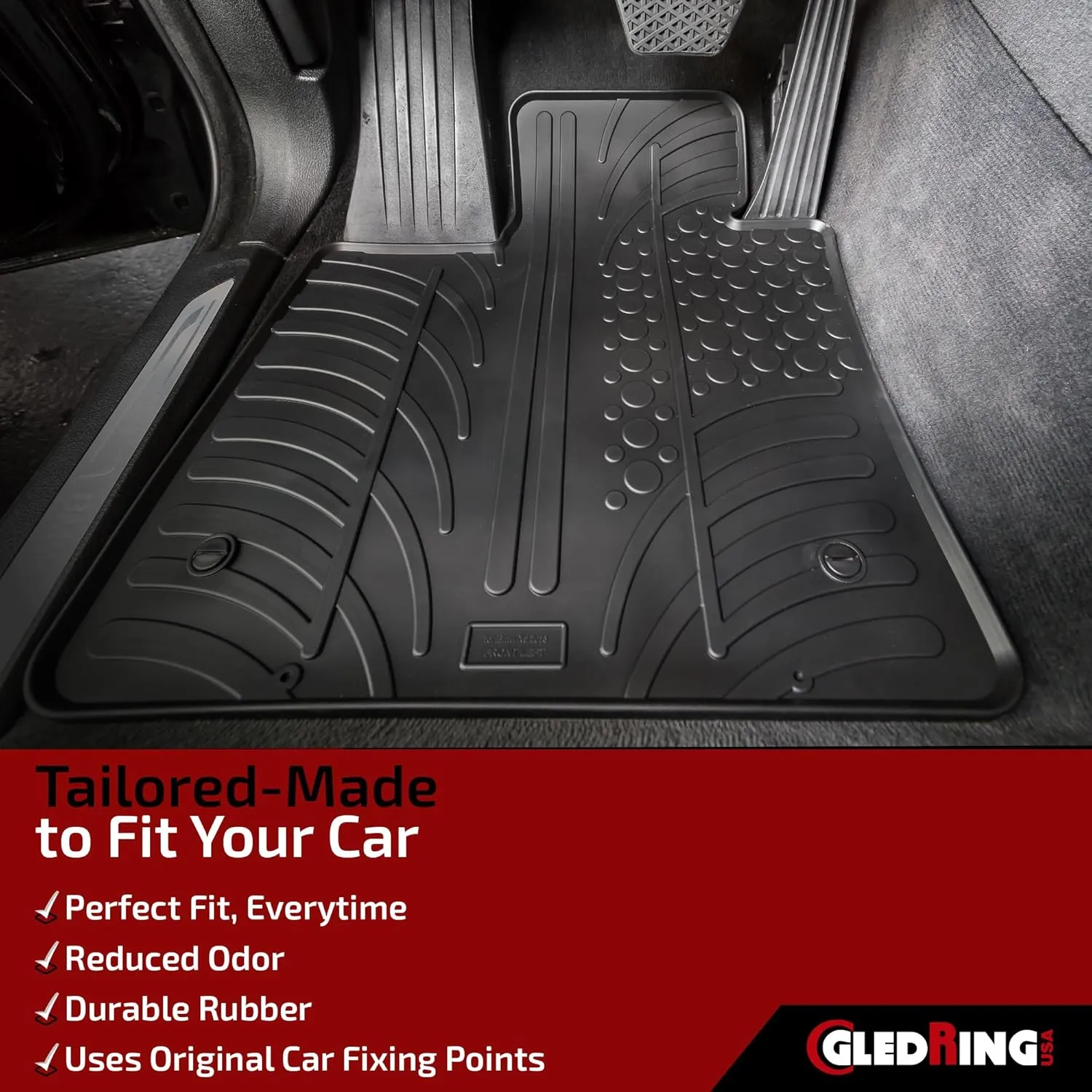 GledringUSA Custom Fit All-Weather Rubber Floor Mats for Land Rover Discovery L462 2018-2022 - No Trimming Needed.