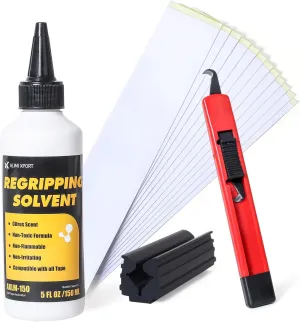 Golf Grip Kit for Regripping Golf Clubs - Come with 15 Golf Grip Double Sided Tape Strips, 5oz Grip Solvent, Hook Blade & Rubber Vise Clamp - Professional Quality Golf Grip Kit