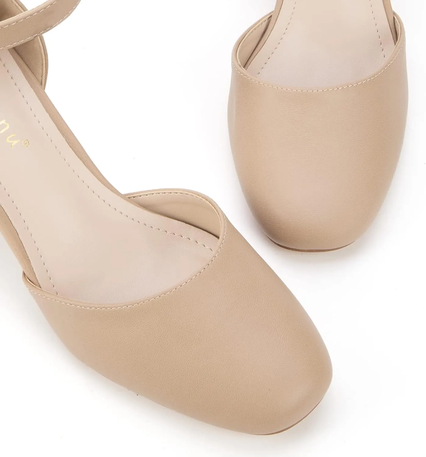 Greatonu Women's Closed Toe Ankle Strap 2.5 inch Low Block Heels Dress Wedding Party Pumps Shoes