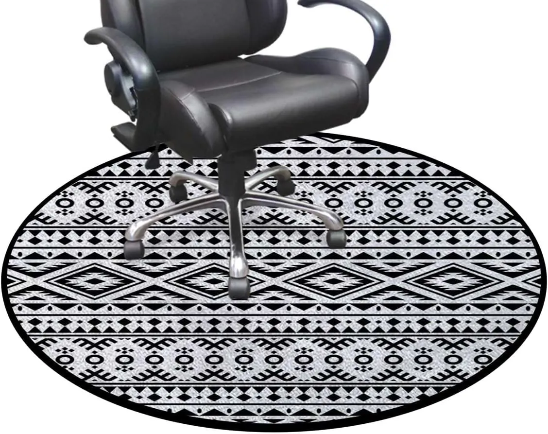 Grey White Black Round Area Rugs,Indoor Throw Runner Circle Rug Entryway Doormat Floor Carpet Pad Yoga Mat for Bedroom Living Room Knitting Theme Classic Motifs Diameter 39.4 in, Nordic_10998