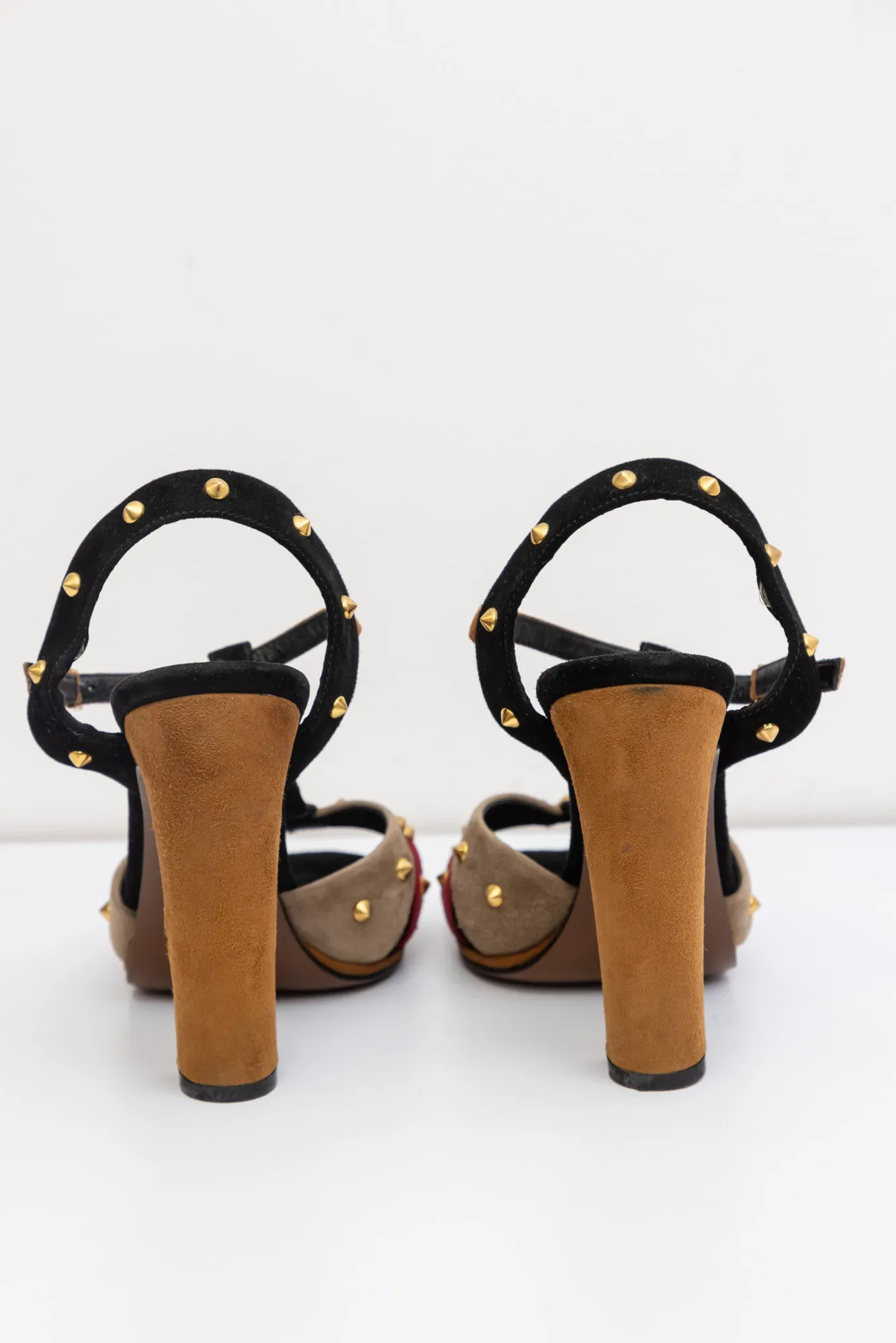 GUCCI Multicolour Suede Jacquelyne Block Heel Sandals