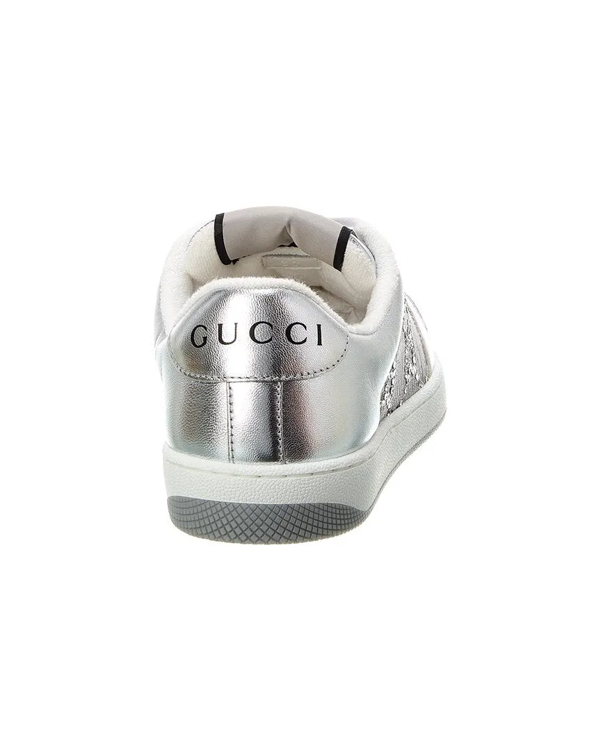 Gucci Screener Satin & Leather Sneaker