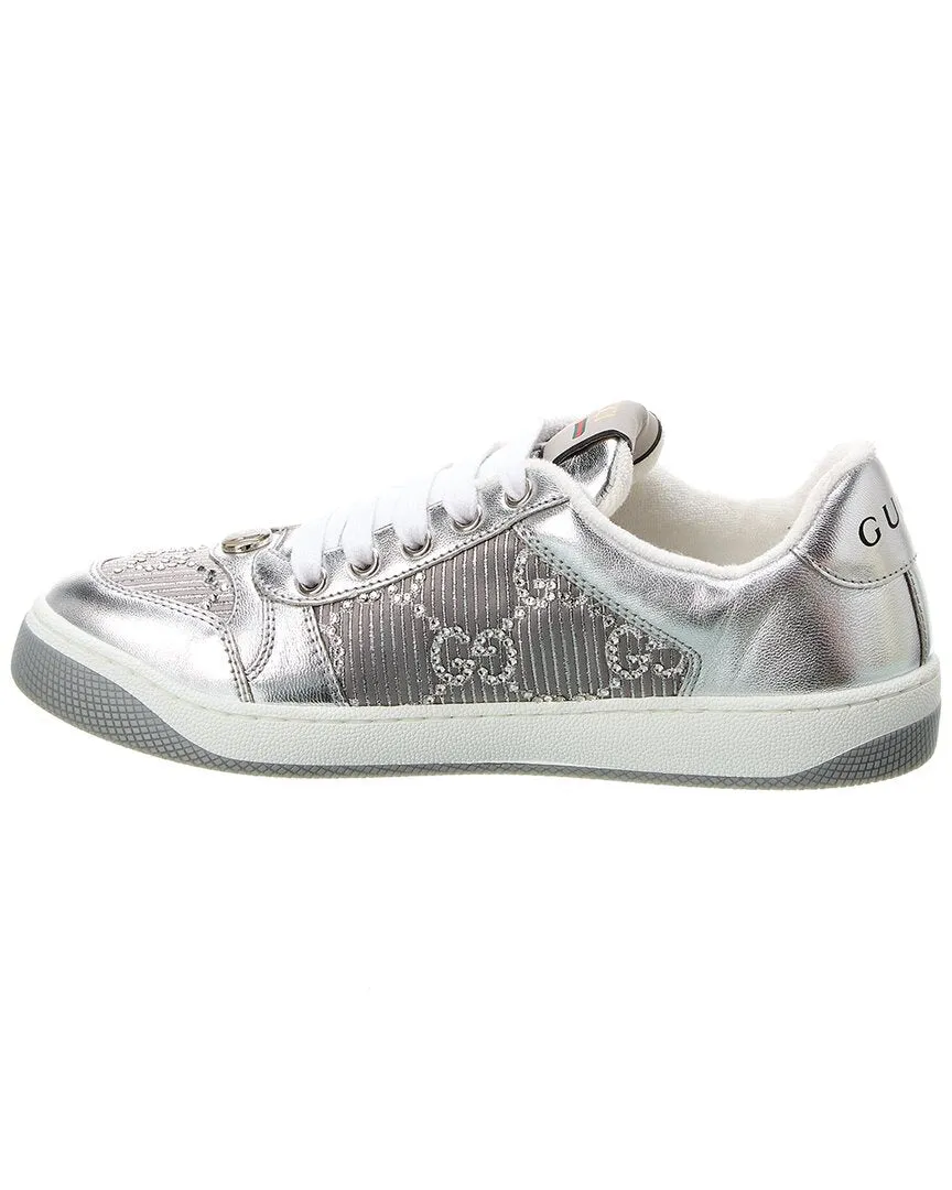 Gucci Screener Satin & Leather Sneaker
