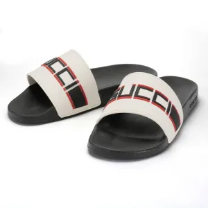 Gucci Stripe Rubber Slide Ecru