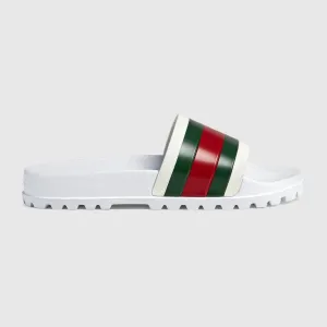 Gucci Web Rubber Slide Sandals