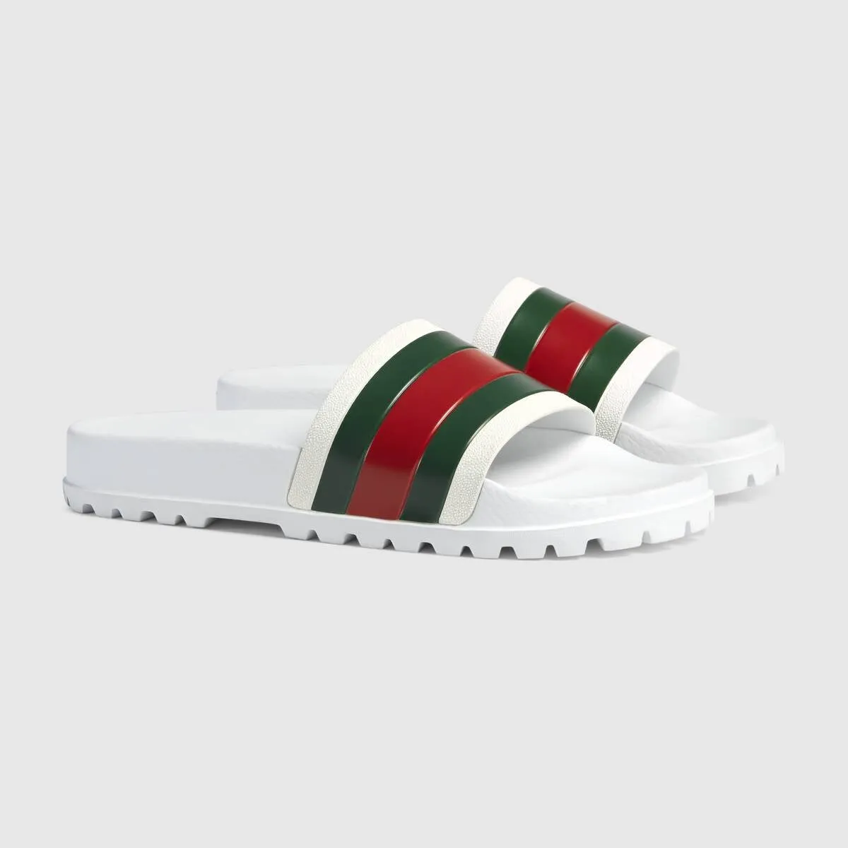 Gucci Web Rubber Slide Sandals