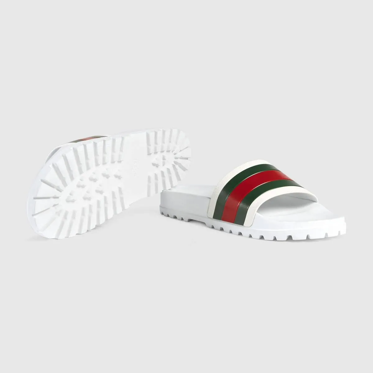 Gucci Web Rubber Slide Sandals