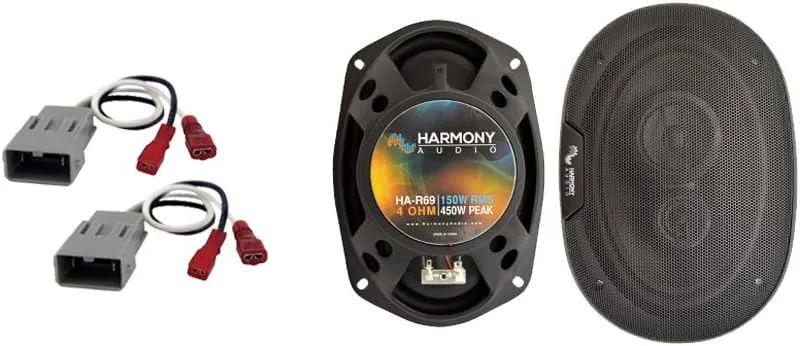 Harmony Audio HA-R69 Compatible with Acura TL 2009-2014 Bundle with HA-727800 Harness Adapter 3-Way Single 4 Ohm 150W RMS Rear Deck Factory Replacement Speakers