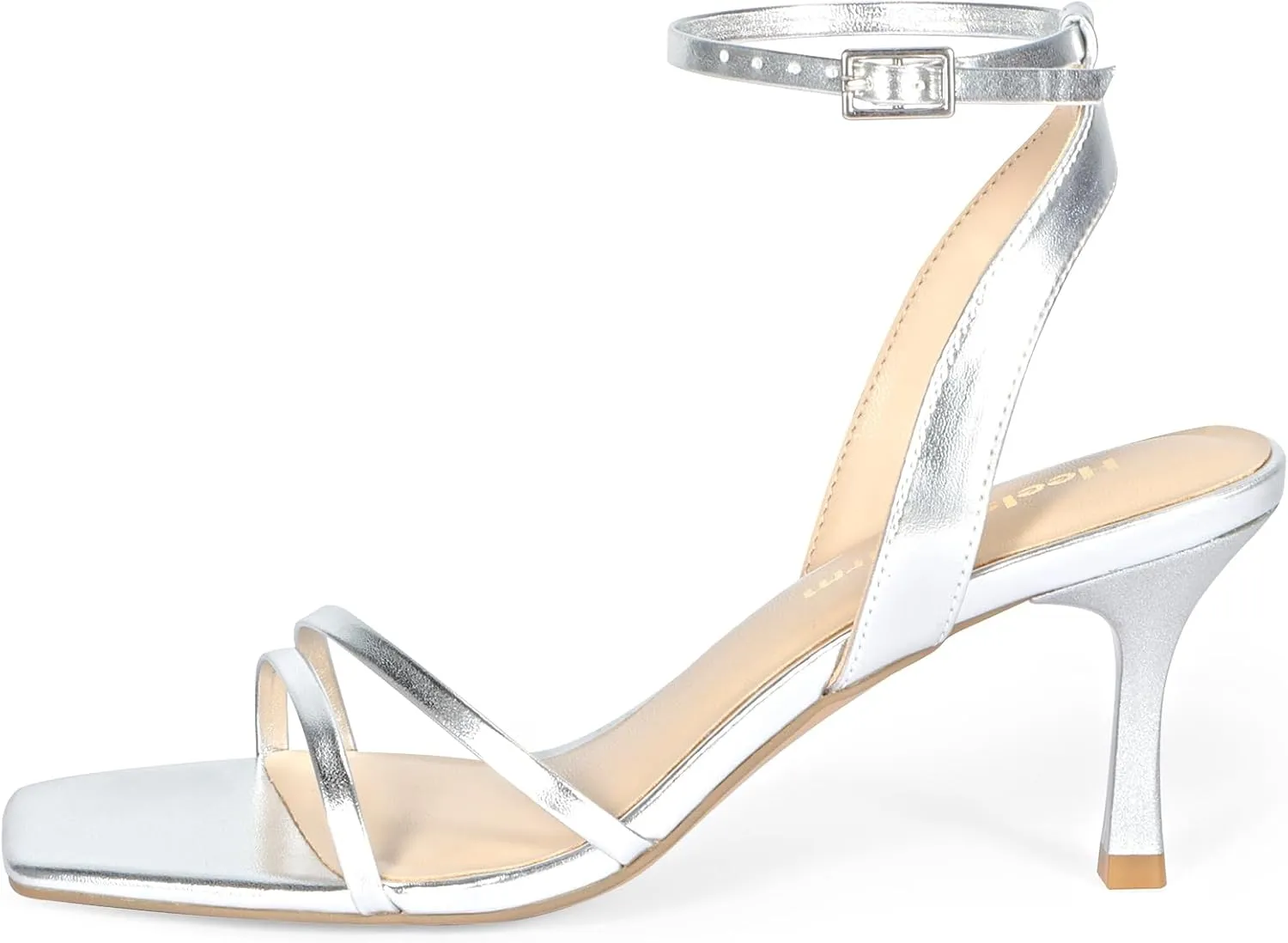 Heels Charm Women's Stiletto Heeled Sandals 2.95 Inches Open Toe Square Toe Two Straps Ankle Strap Strappy High Heel Sandal Dress Dancing Sandals Daily Work Party Wedding Shoes