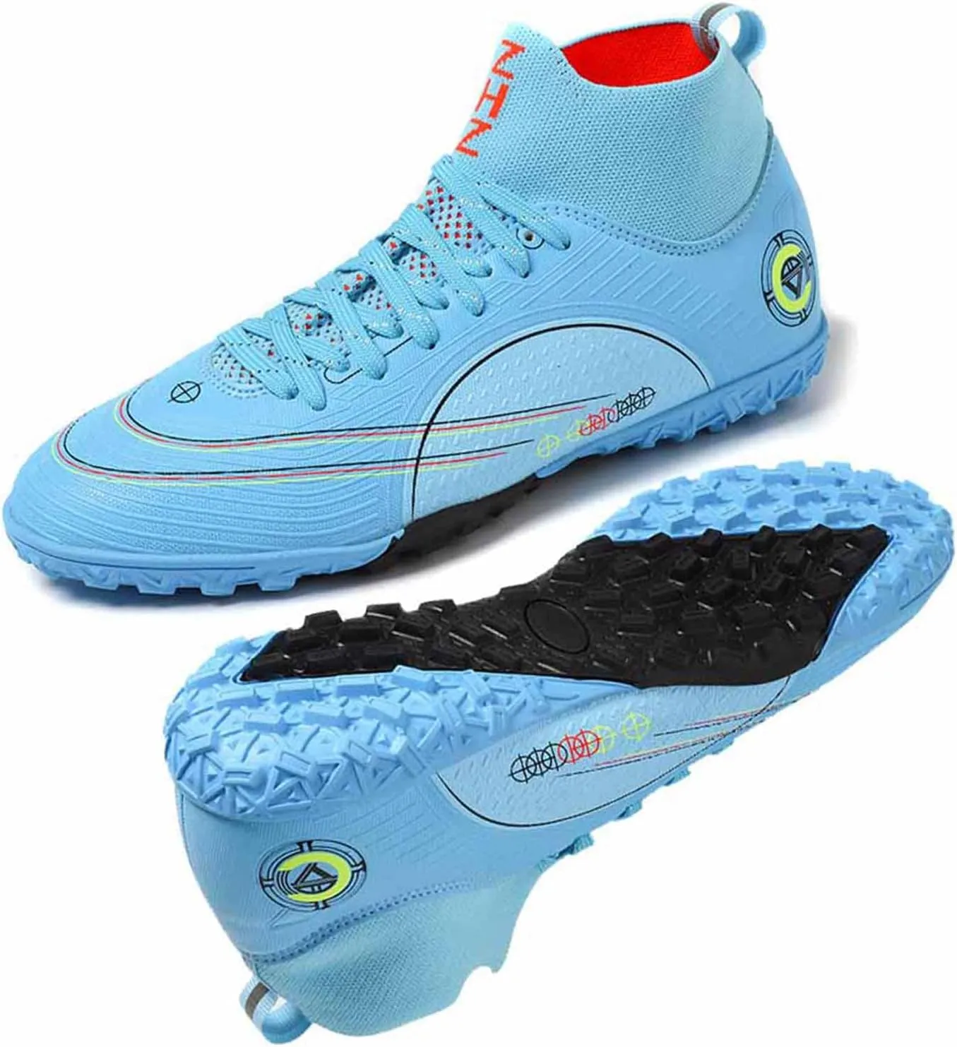 HESBITEUL Mens Athletic Outdoor Indoor Comfortable Soccer Shoes Boys Football Student Cleats Sneaker Shoes High Gripping Power