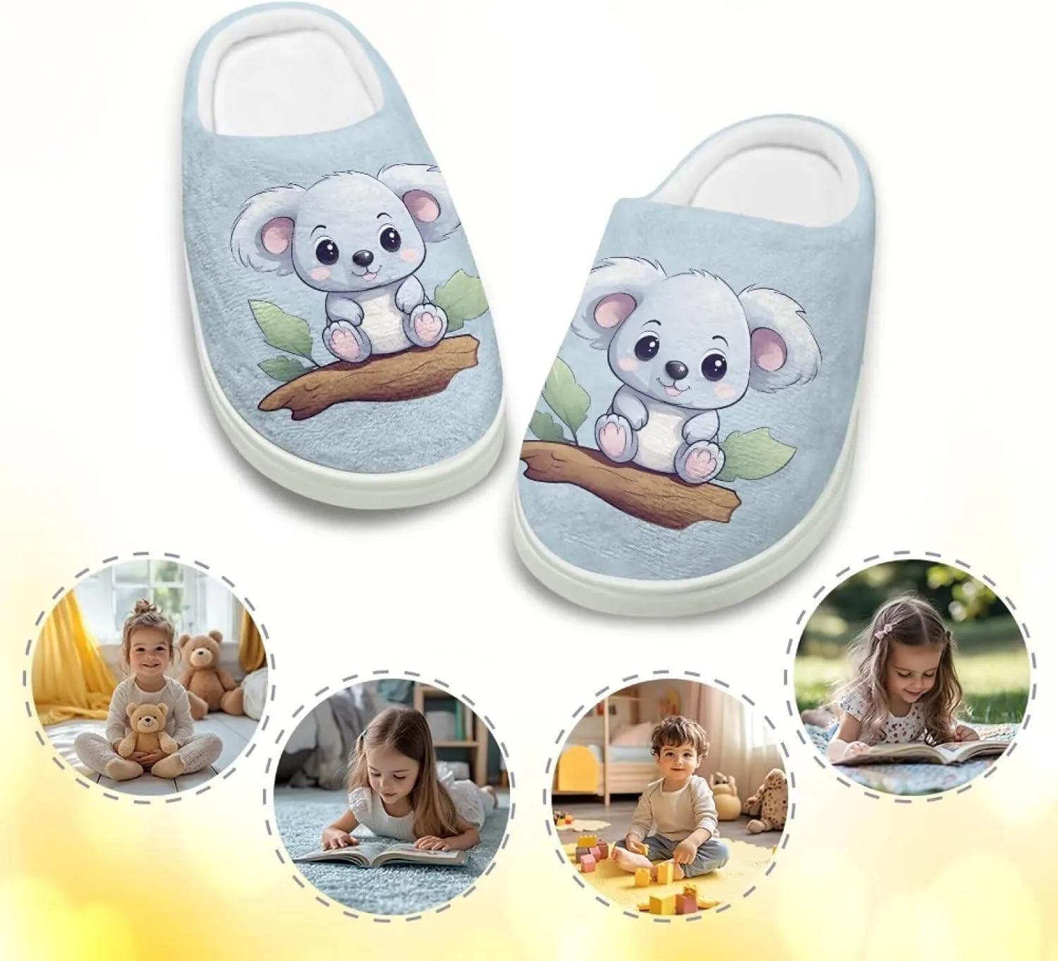 House Slippers for Kids Girls Fuzzy House Slippers House Shoes for Girls - White