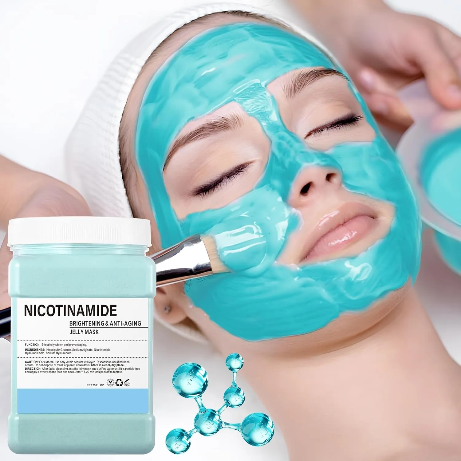 Hydro Jelly Masks for Women Home Spa,Hydrating & Moisturizing Peel-Off Rubber Gel Face Mask Skin Care,Professional Jelly Mask for All Skin Types 23 Fl Oz（ Nicotinamide）