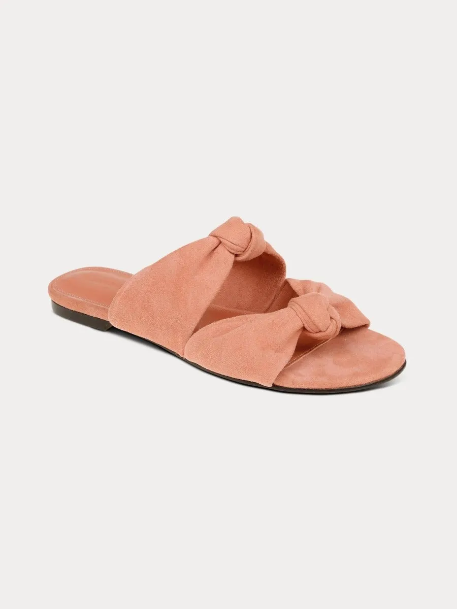 Isabelle Knot Slide - Salmon Kid Suede