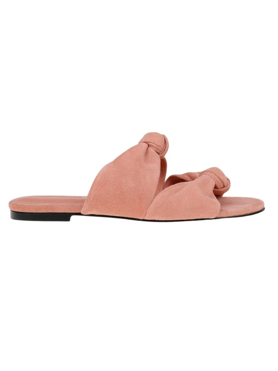 Isabelle Knot Slide - Salmon Kid Suede