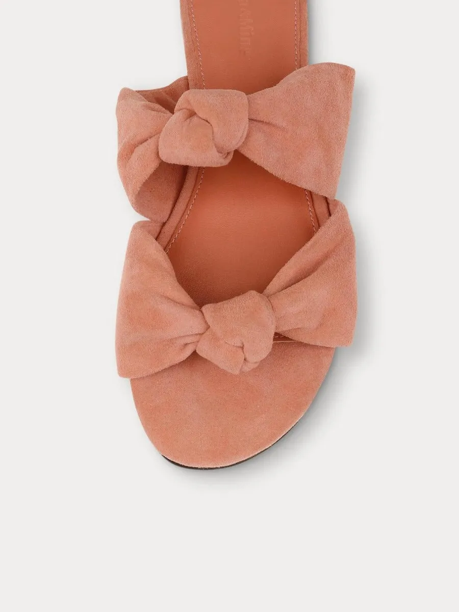 Isabelle Knot Slide - Salmon Kid Suede