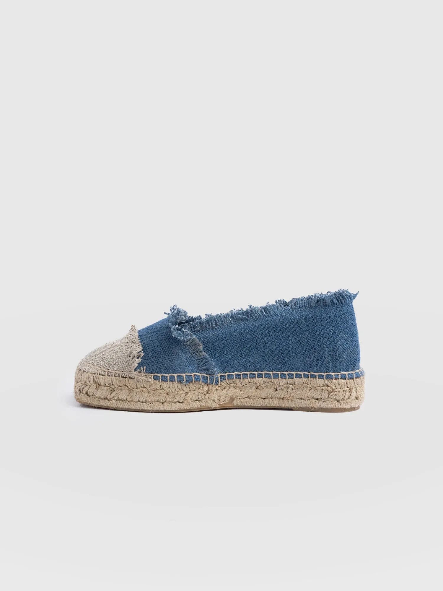 Ivy Frayed Espadrille Pumps - Blue