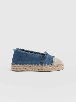 Ivy Frayed Espadrille Pumps - Blue