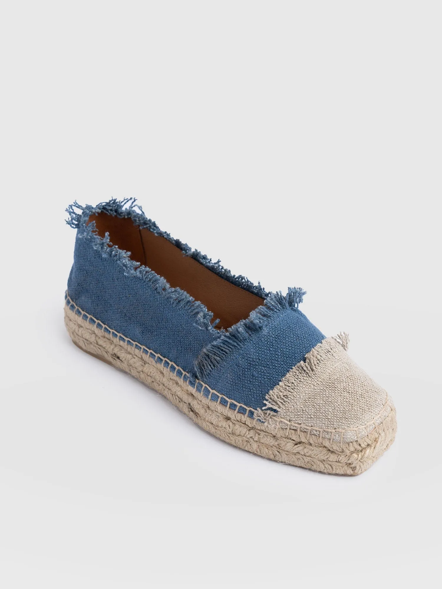 Ivy Frayed Espadrille Pumps - Blue