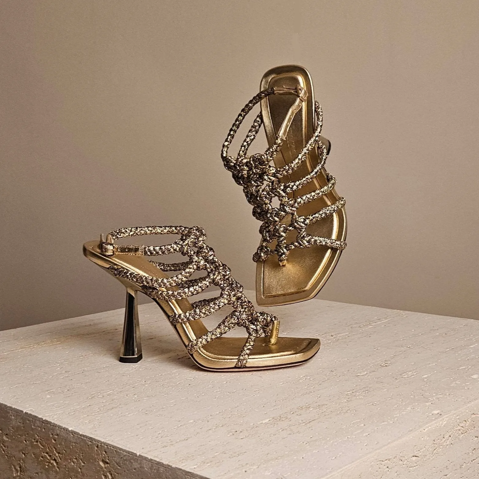 Izobel Sandal Gold Leather