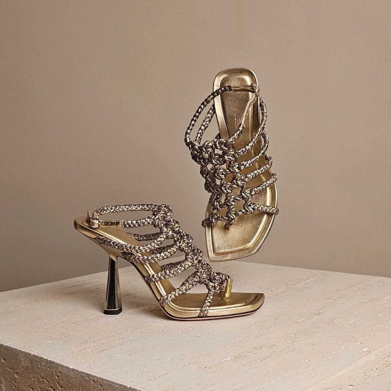 Izobel Sandal Gold Leather