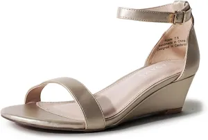 J. Adams Rosie Heeled Sandal – Low Wedge Sandals for Women, Ankle Strap, Dressy Wedding Wedges, Strappy Wedge Shoes, Short Heel Sandals for Bridal, Casual & Formal Wear