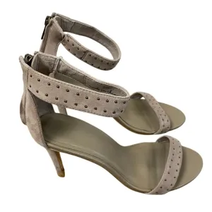 Joie Grey Taupe Suede Strappy 4 Inch Heel Sandal Sz 38.5