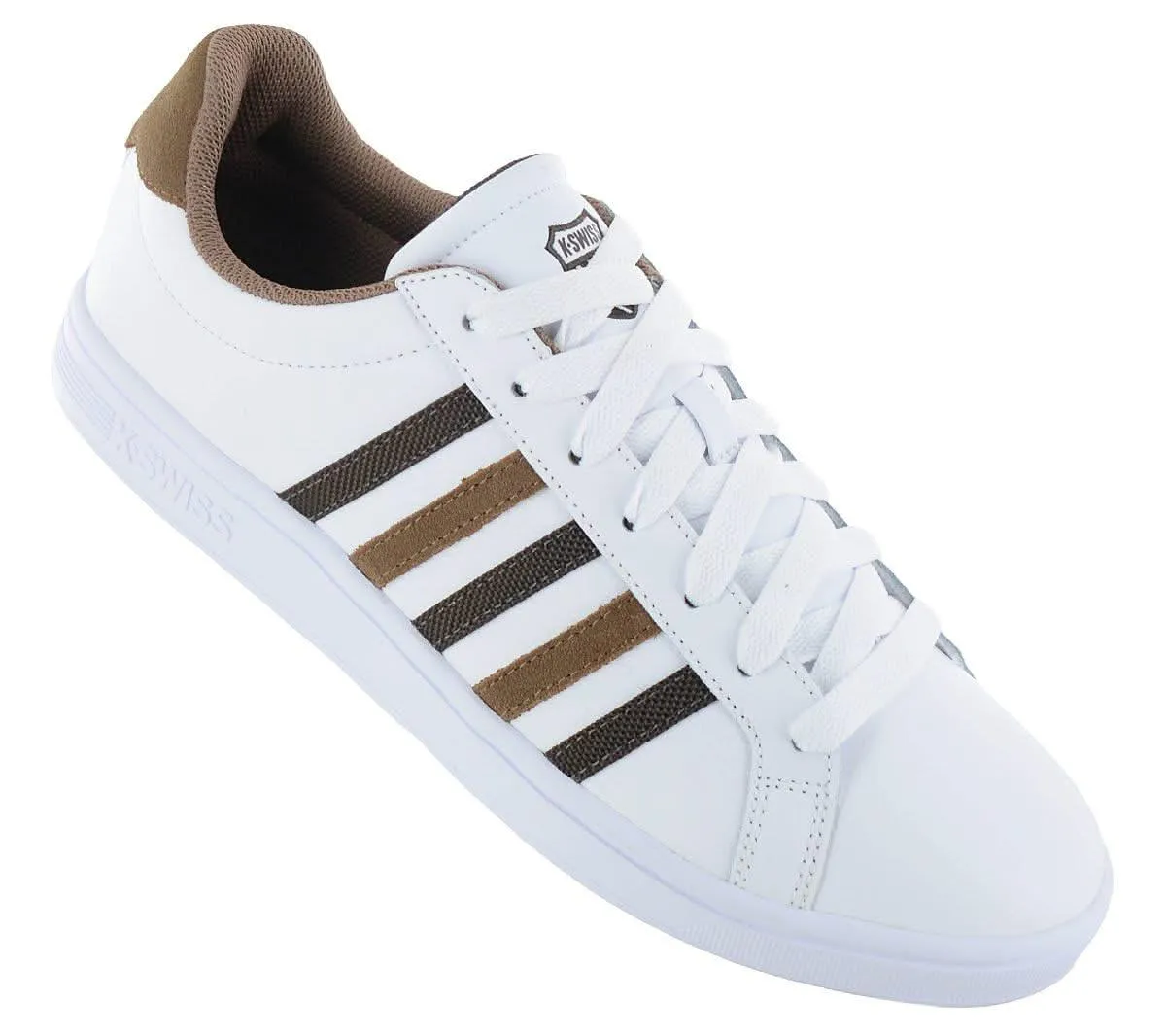 K-Swiss Court Tiebreak - Herren Sneakers Schuhe Leder Weiß 07011-919-M