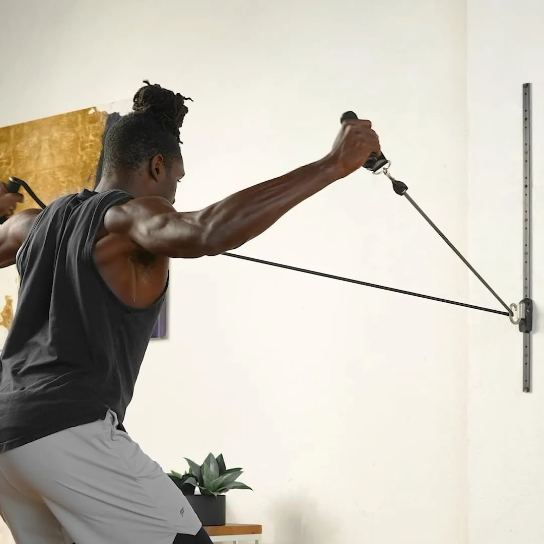 Kinetic Bands Space Saver Gym Resistance Bands Exercise Equipment for at Home Fitness Workout | Resistance Band Wall Anchor with 2 Rails, 2 Rail Cars