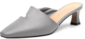 Kitten Heel Mules for Women, Trendy Square Toe Dress Party Slip on Slides Backless Dress Sandals Matte Kitten Low Heel Mules Shoes 2 Inch
