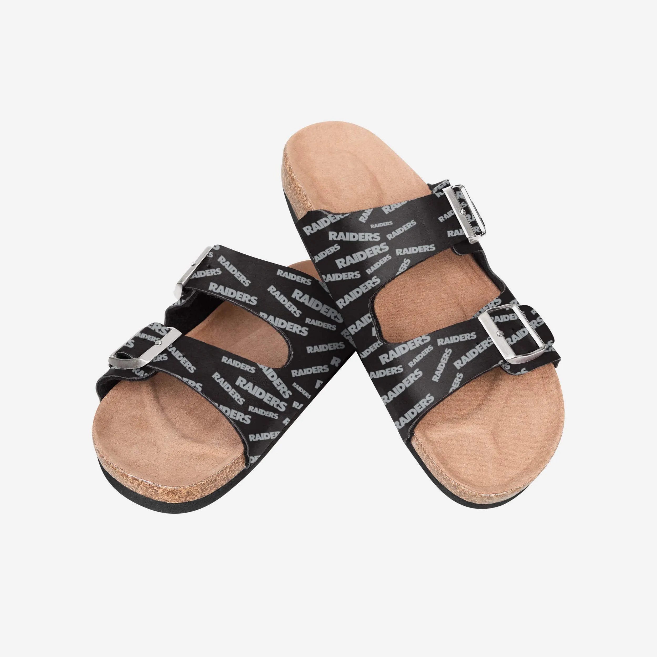 Las Vegas Raiders Womens Mini Print Double Buckle Sandal